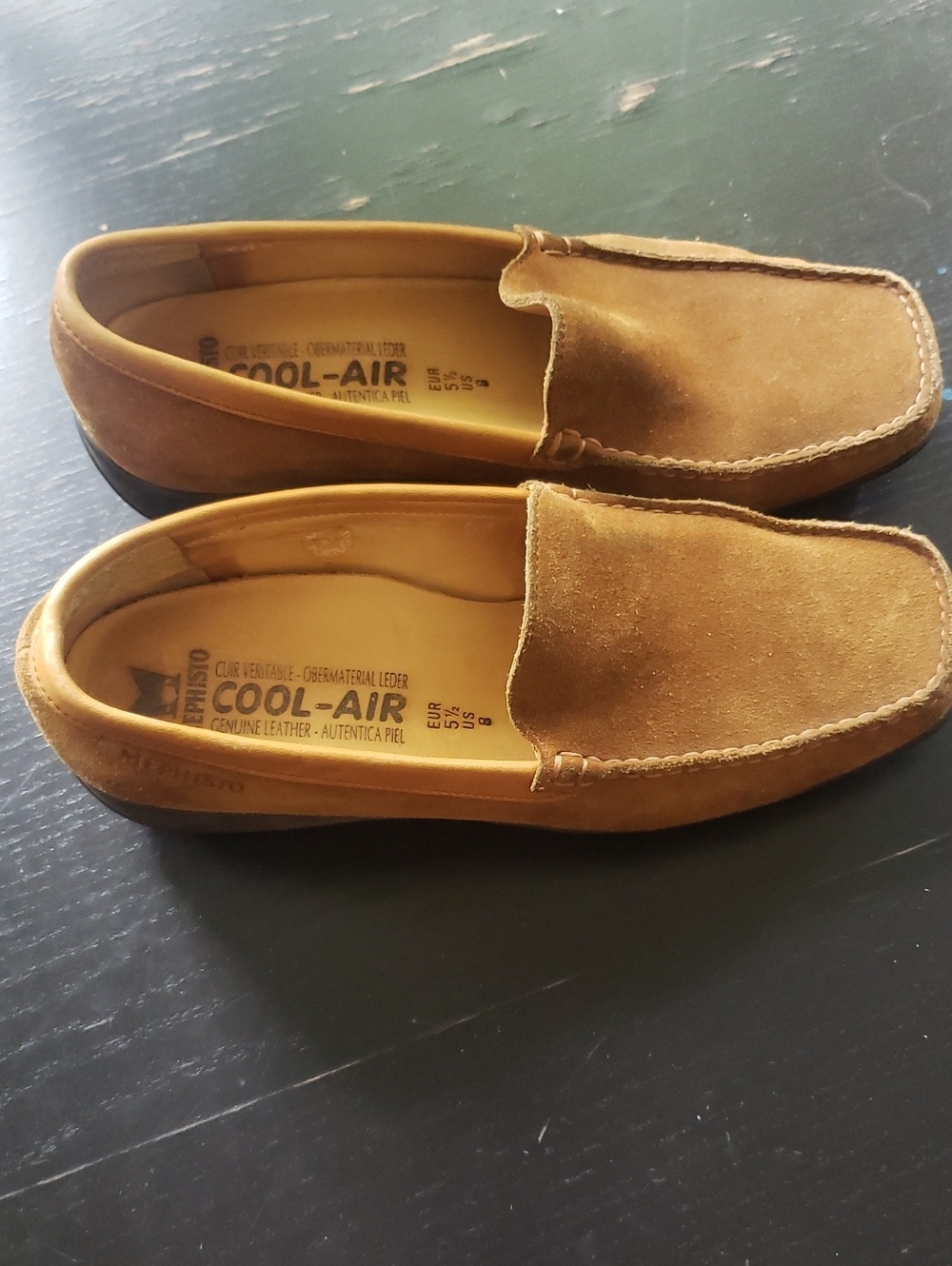 Women's Mephisto Cool-Air Suede Loafers in Tan